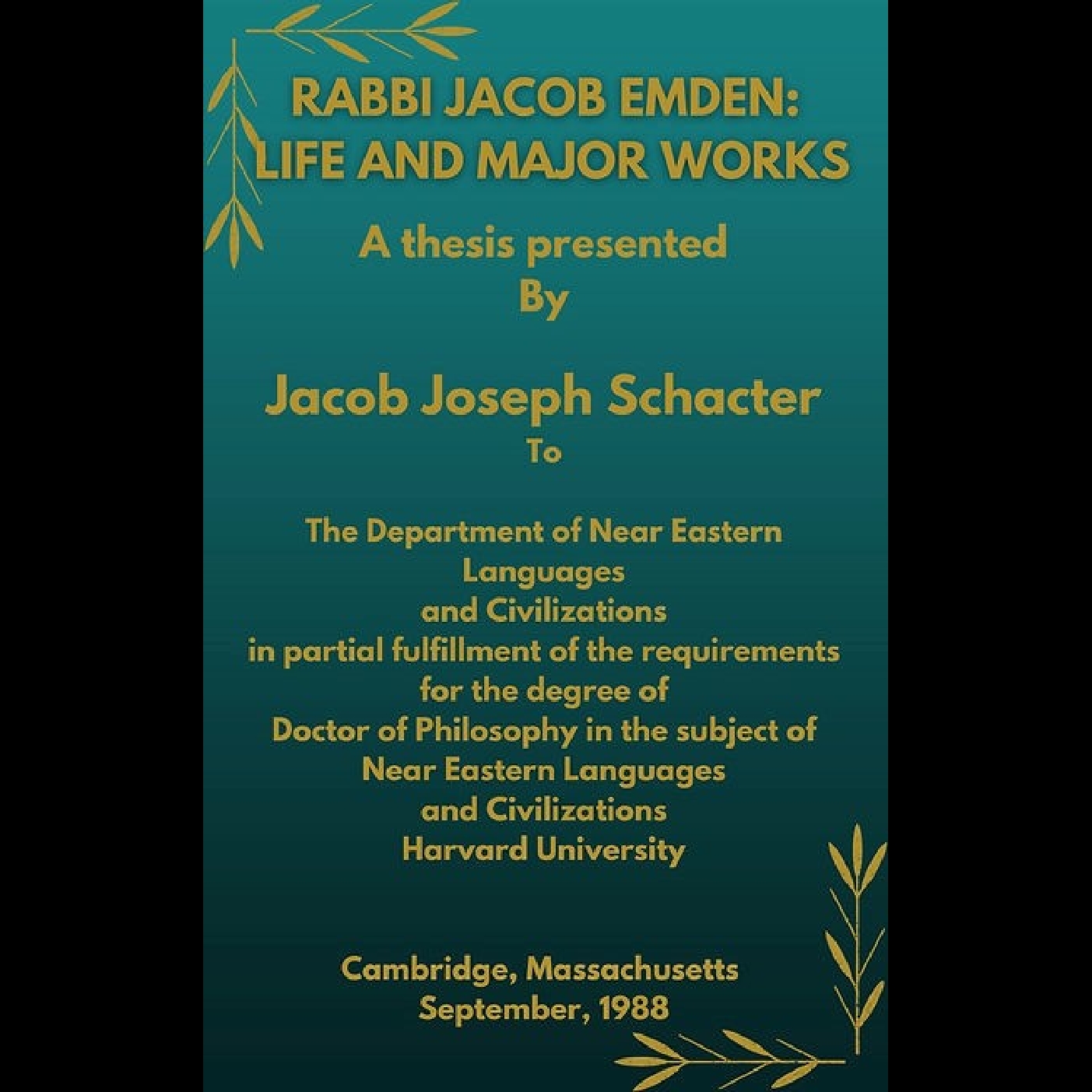 Rabbi Jacob Emden, Life & Works #1 - Rabbi Dr. Jacob J. Schacter