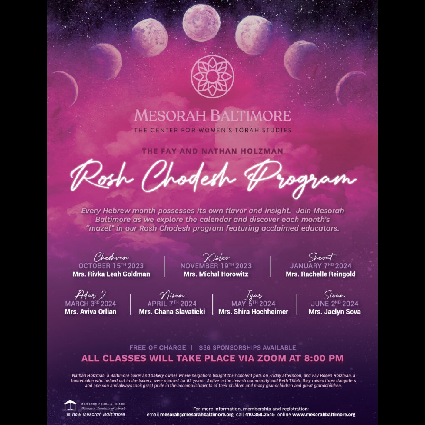 Rosh Chodesh Kislev Shiur with Mrs. Michal Horowitz