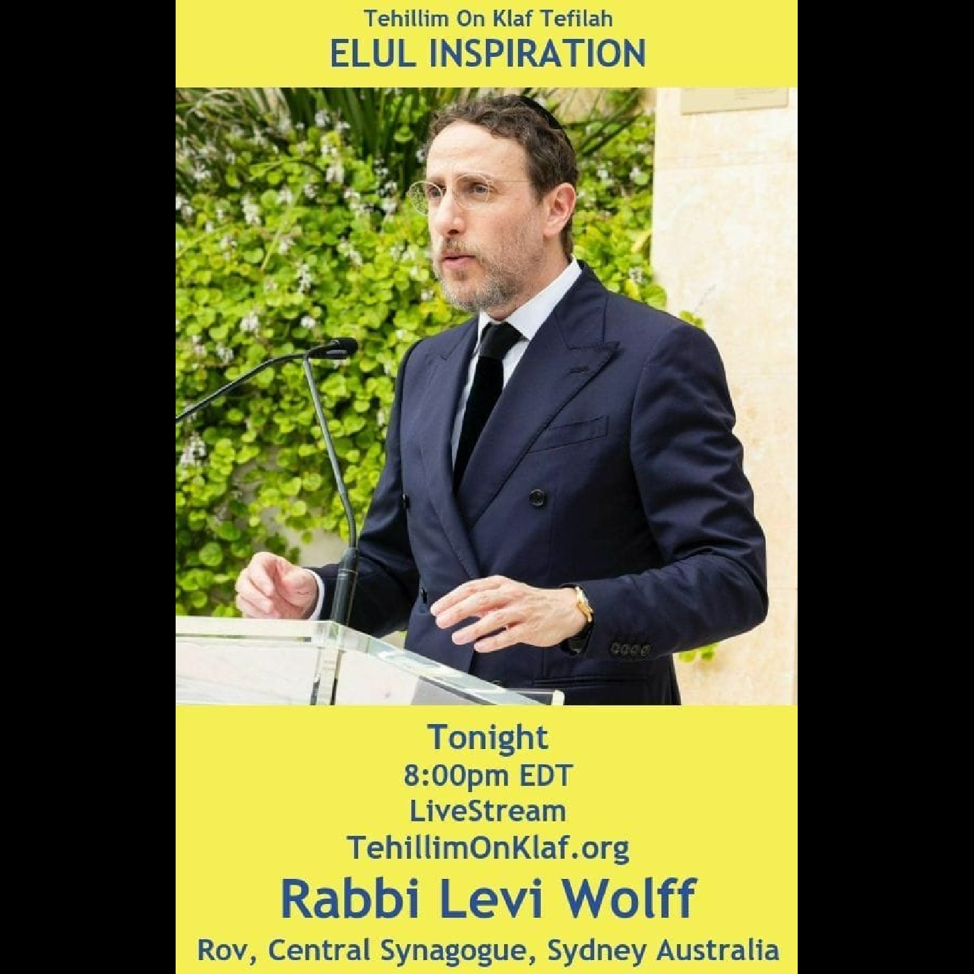 Rabbi Levi Wolf, Sydney Elul Chizuk TehillimOnKlaf.org